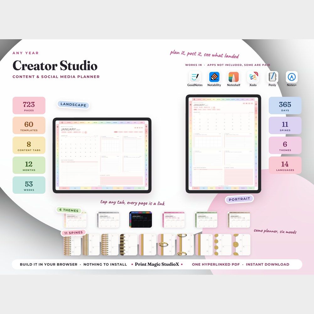 Creator Studio, cover and pages on a tablet