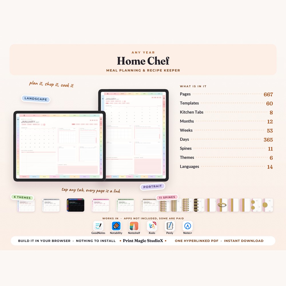Home Chef, cover and pages on a tablet