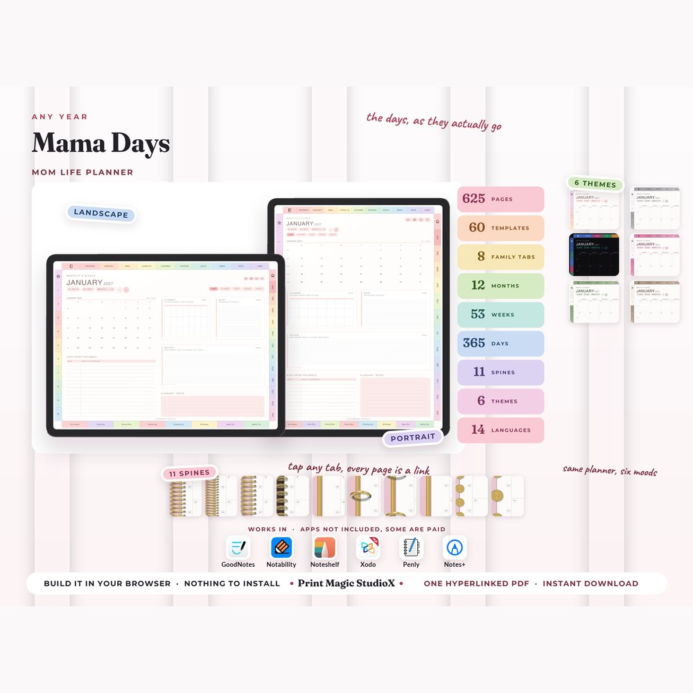 Mama Days, cover and pages on a tablet