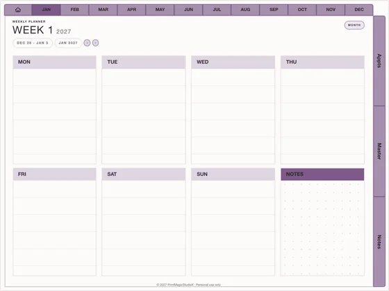 Appointment Book: Dated digital planner template for GoodNotes and iPad