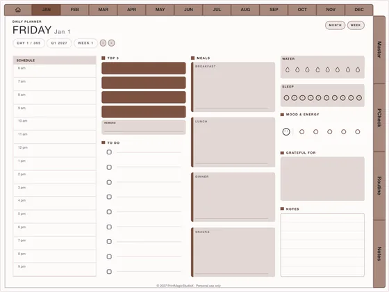 Exam Countdown: Dated digital planner template for GoodNotes and iPad