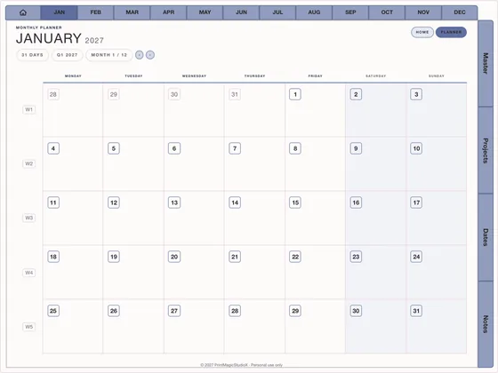 Semester Split: Dated digital planner template for GoodNotes and iPad