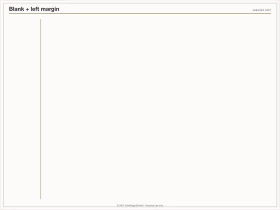 Blank + left margin: Note paper template for GoodNotes, iPad and print