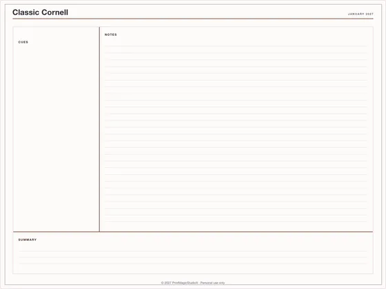 Classic Cornell: Note paper template for GoodNotes, iPad and print