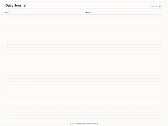 Daily Journal: One-page planner template for GoodNotes, iPad and print