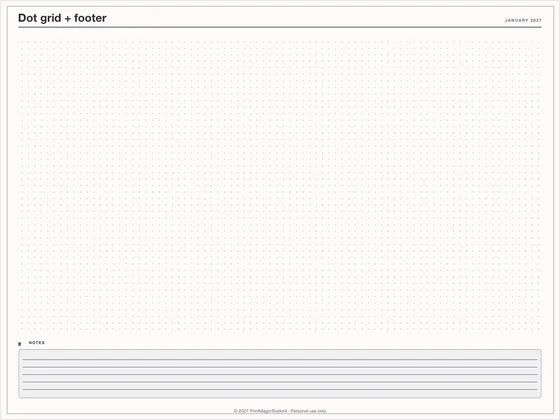 Dot grid + footer: Note paper template for GoodNotes, iPad and print