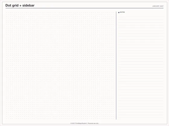 Dot grid + sidebar: Note paper template for GoodNotes, iPad and print