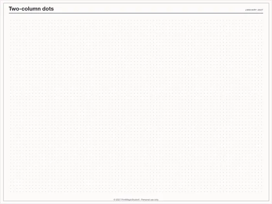 Two-column dots: Note paper template for GoodNotes, iPad and print