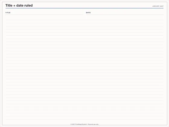 Title + date ruled: Note paper template for GoodNotes, iPad and print