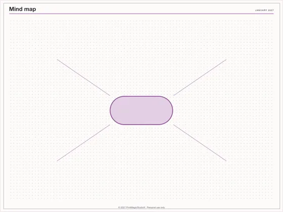 Mind map: Note paper template for GoodNotes, iPad and print