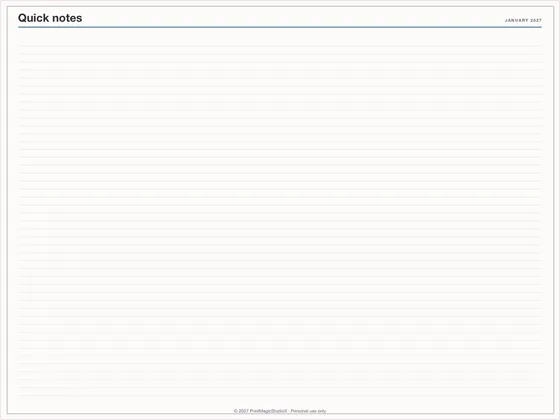 Quick notes: Note paper template for GoodNotes, iPad and print