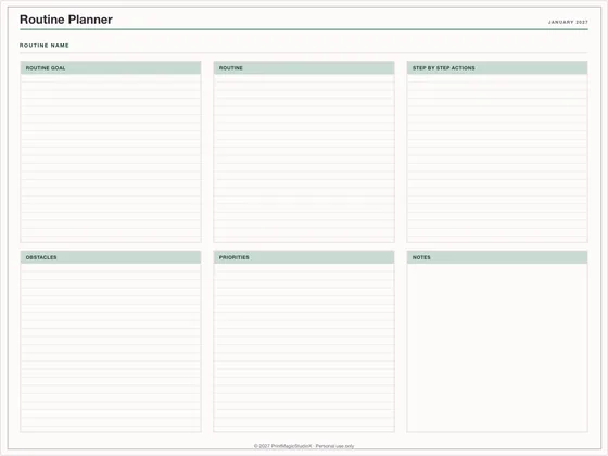 Routine Planner: One-page planner template for GoodNotes, iPad and print