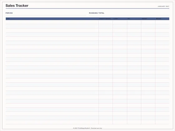 Sales Tracker: One-page planner template for GoodNotes, iPad and print