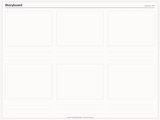 Storyboard: Note paper template for GoodNotes, iPad and print