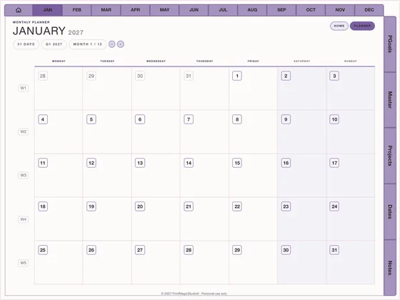 Teacher Year: Dated digital planner template for GoodNotes and iPad